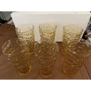 vintage amber gold crackle drinking glass set